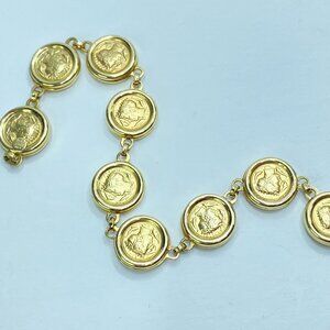 14K Gold Bracelet with Replica Coin Medallions – 7.25" 10.8g 7.25" JR1108